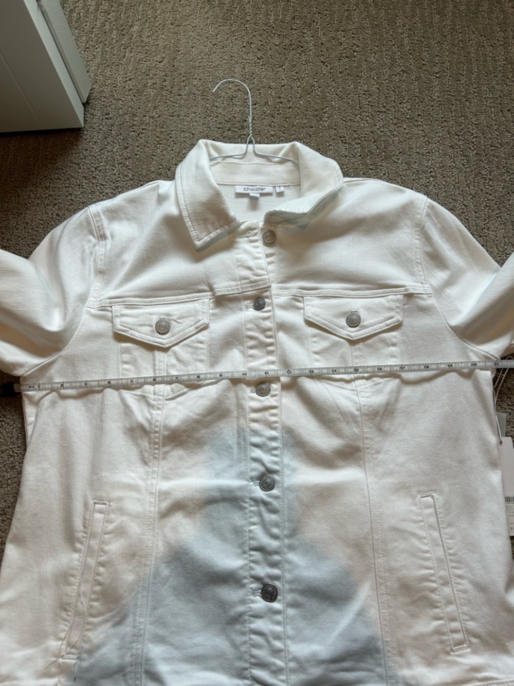 Chico's Jean Jacket with Embroidered Eyelet Sleeve - Picture 7 of 8